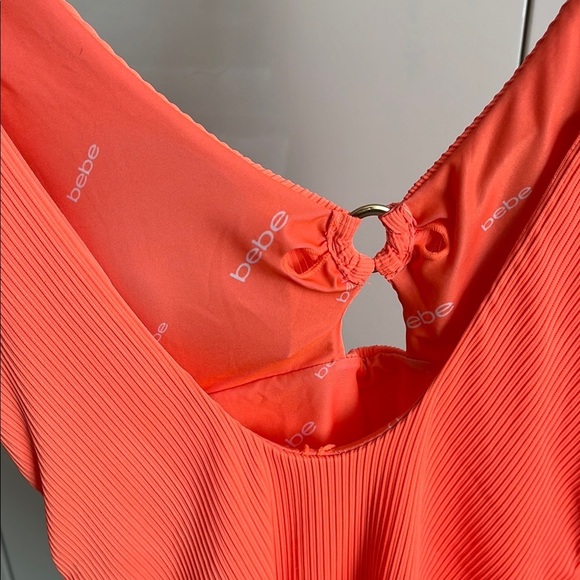 BEBE NWOT Fluorescent Orange Cut-Out One Piece Swimsuit, Size L - Picture 8 of 14